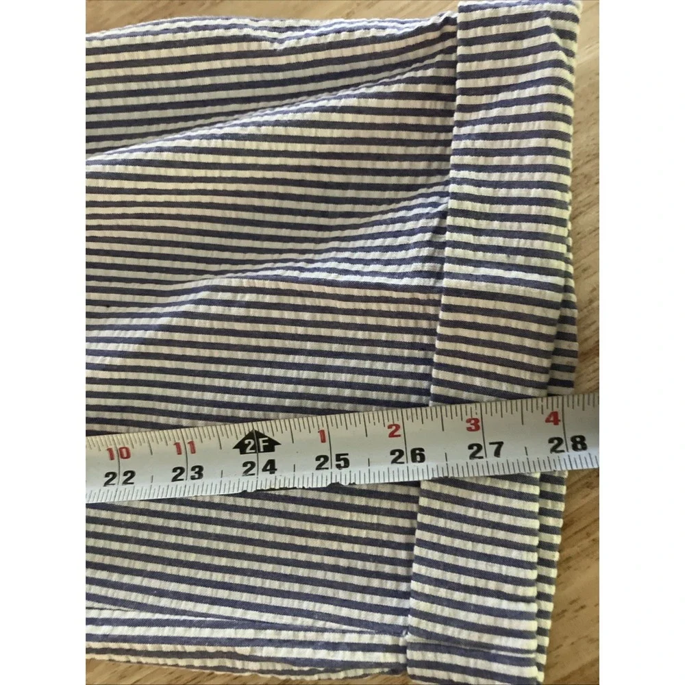 Berle Men's Seersucker Pants Sz 34 X28 Cotton Pleated Cuff Nautical VTG